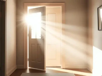 La luce del sole filtra attraverso una porta aperta nel corridoio. fisioterapia a domicilio roma i vantaggi che non conosci